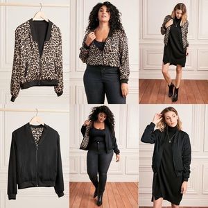 Reversible Bomber Jacket in Leopard/Black Print